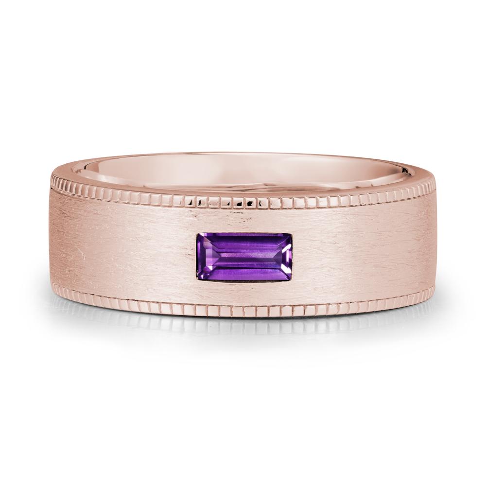 Wide Band Baguette Amethyst Ring - LUO Jewelry #metal_14k rose gold