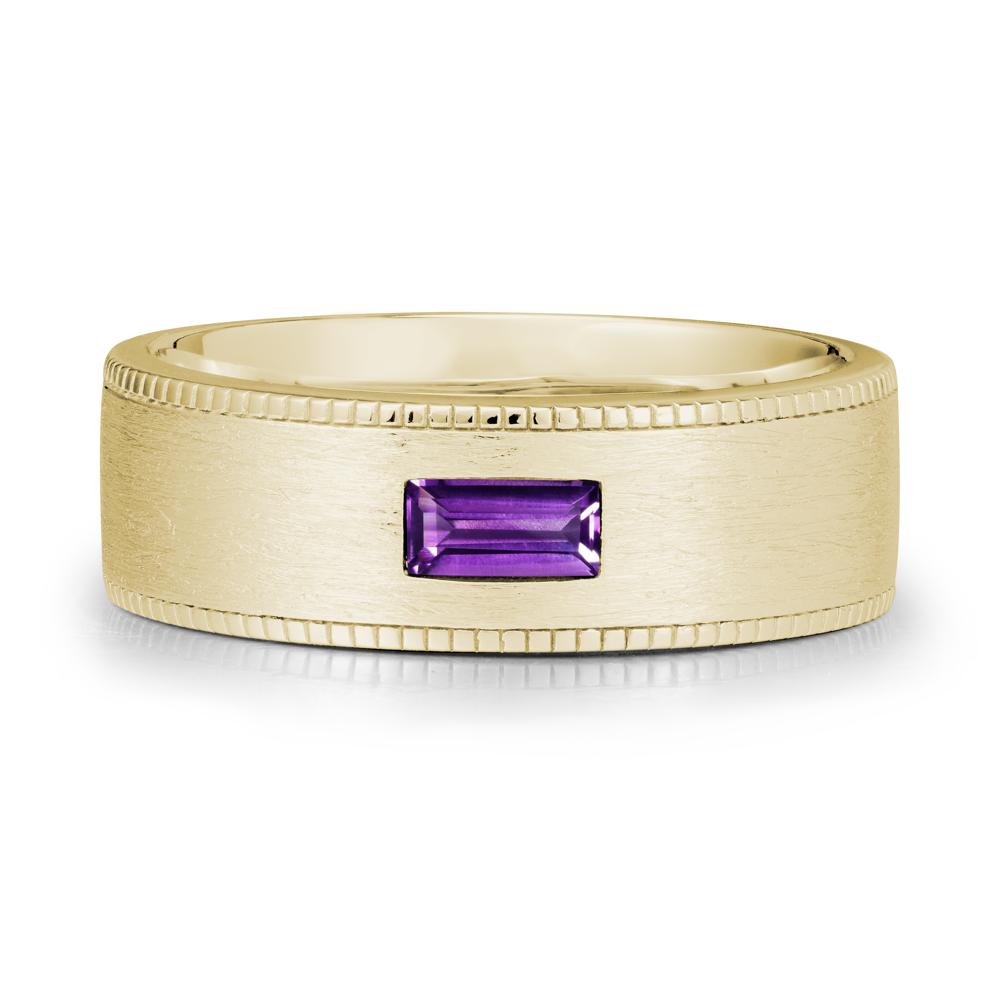 Wide Band Baguette Amethyst Ring - LUO Jewelry #metal_14k yellow gold