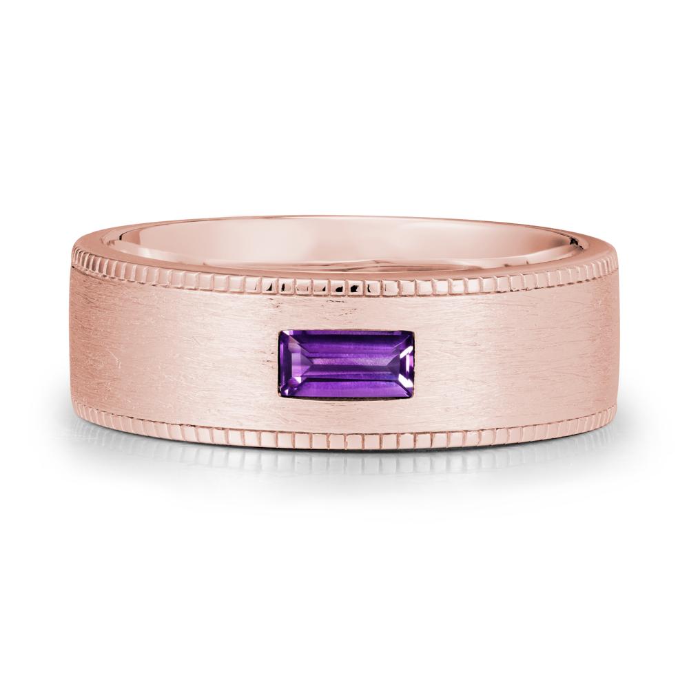 Wide Band Baguette Amethyst Ring - LUO Jewelry #metal_18k rose gold
