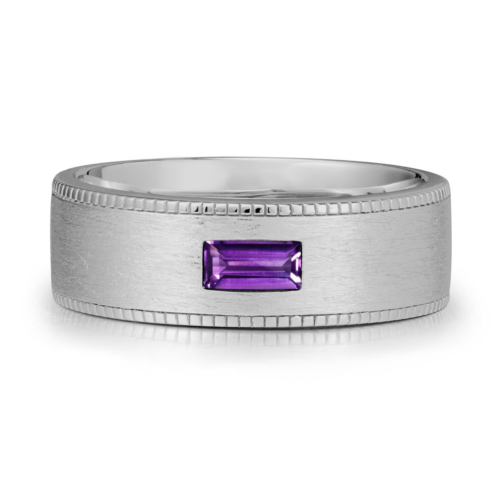 Wide Band Baguette Amethyst Ring - LUO Jewelry #metal_platinum