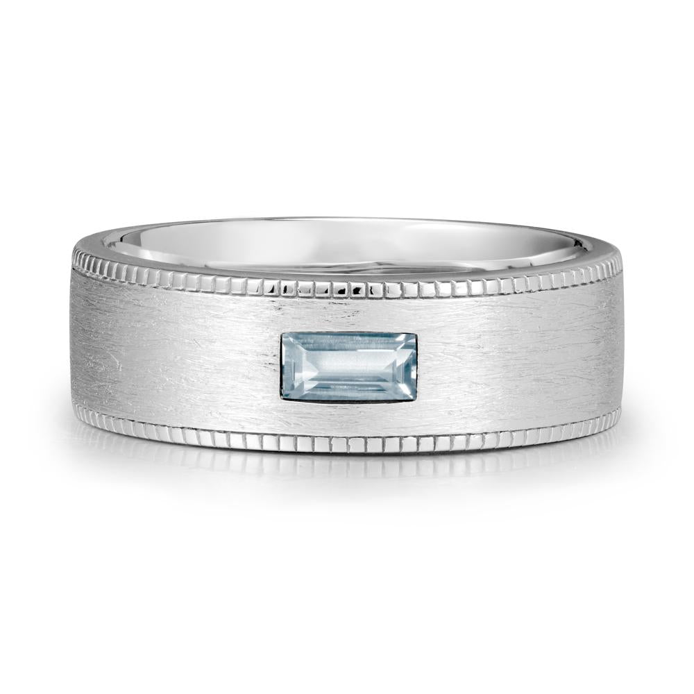 Baguette Aquamarine Ring for Men - LUO Jewelry #metal_14k white gold