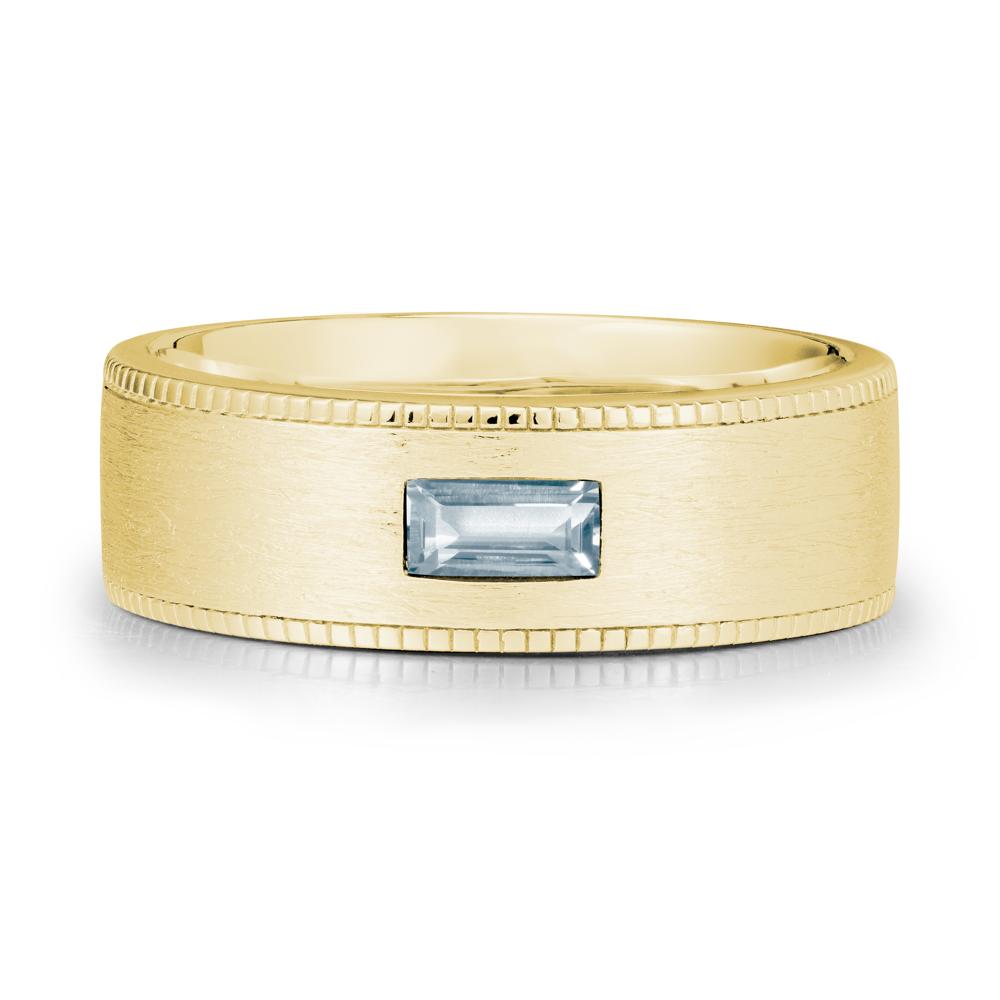 Baguette Aquamarine Ring for Men - LUO Jewelry #metal_18k yellow gold