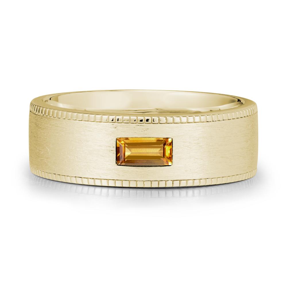Brushed Finish Baguette Citrine Ring - LUO Jewelry #metal_14k yellow gold