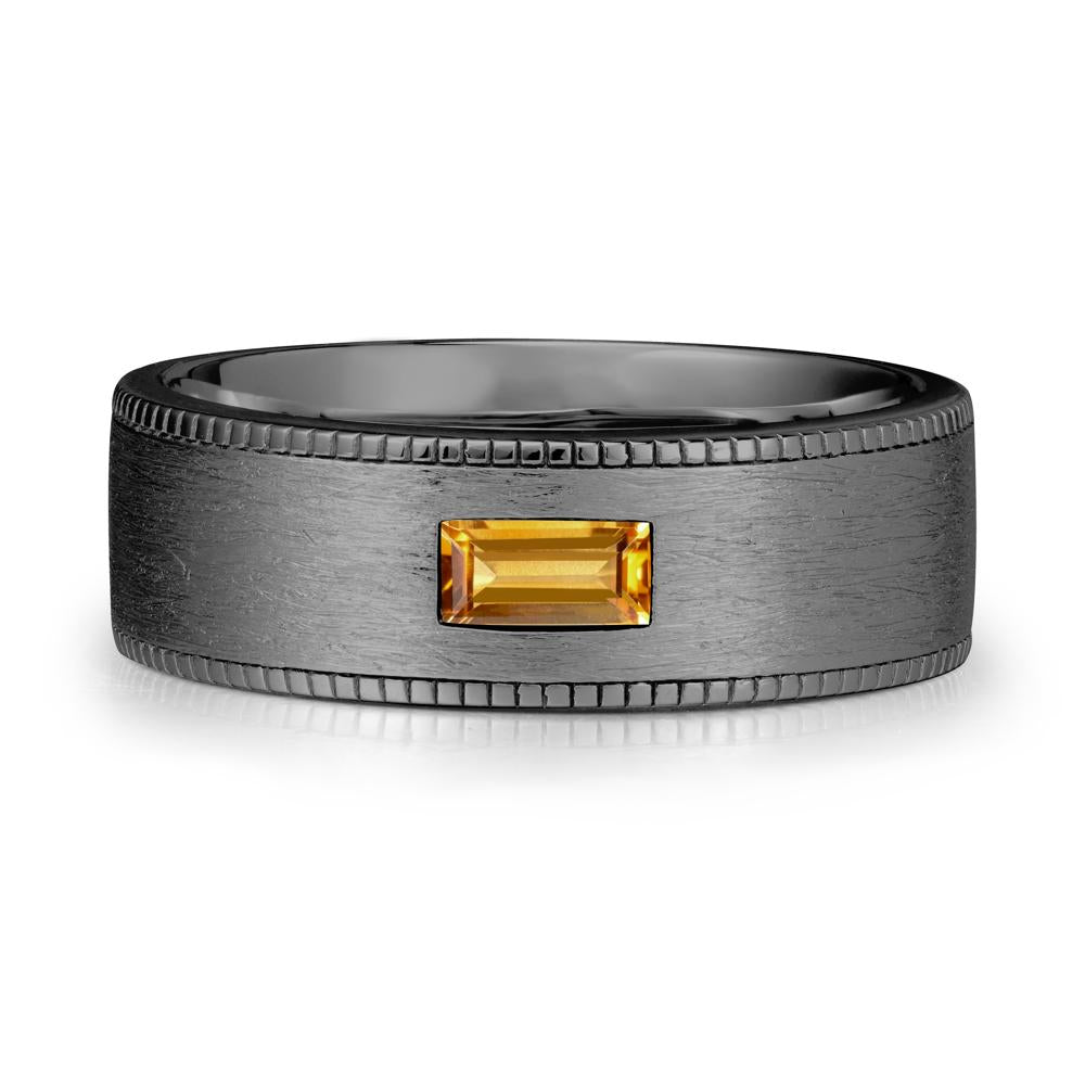 Brushed Finish Baguette Citrine Ring - LUO Jewelry #metal_black finish sterling silver