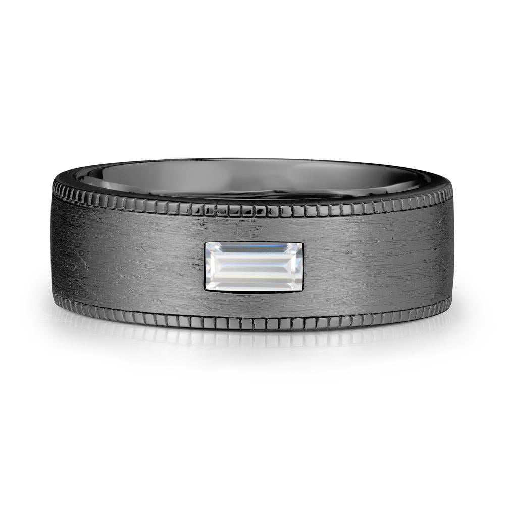 Wide Band Baguette Cubic Zirconia Ring - LUO Jewelry #metal_black finish sterling silver