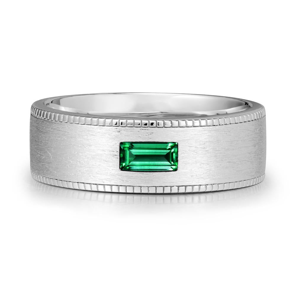 Baguette Emerald Ring for Men - LUO Jewelry #metal_14k white gold