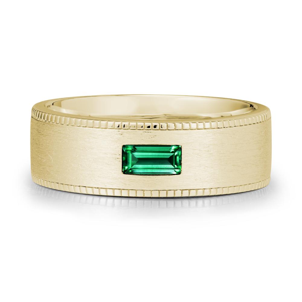 Baguette Emerald Ring for Men - LUO Jewelry #metal_14k yellow gold
