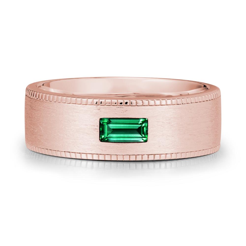 Baguette Emerald Ring for Men - LUO Jewelry #metal_18k rose gold