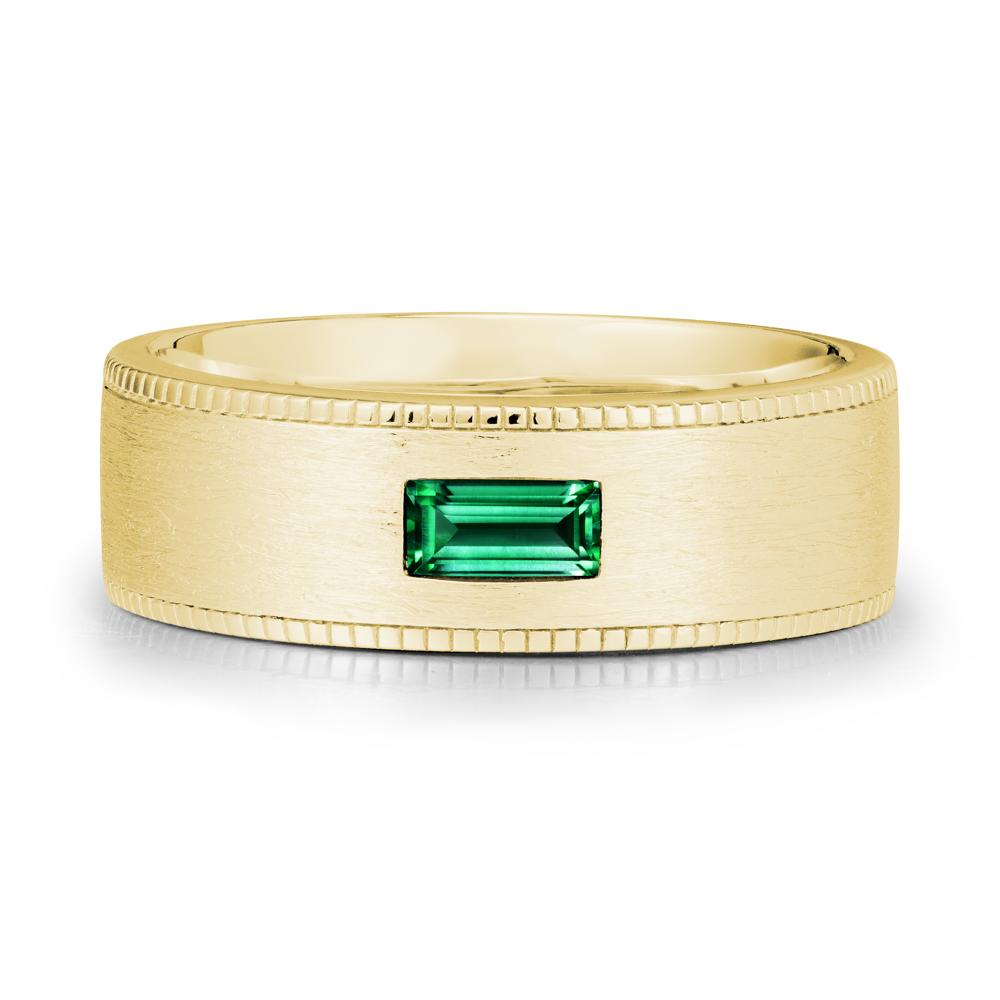 Baguette Emerald Ring for Men - LUO Jewelry #metal_18k yellow gold