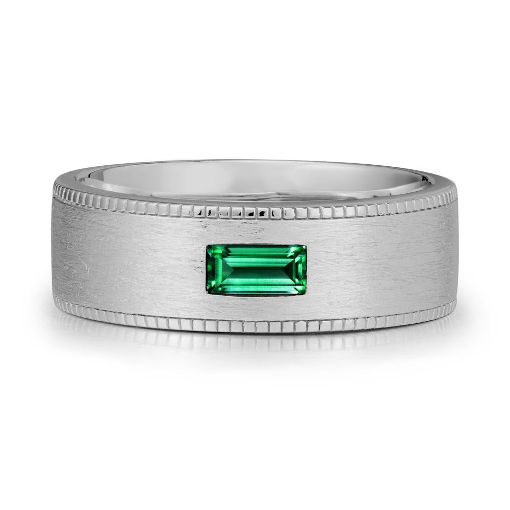 Baguette Emerald Ring for Men - LUO Jewelry #metal_platinum
