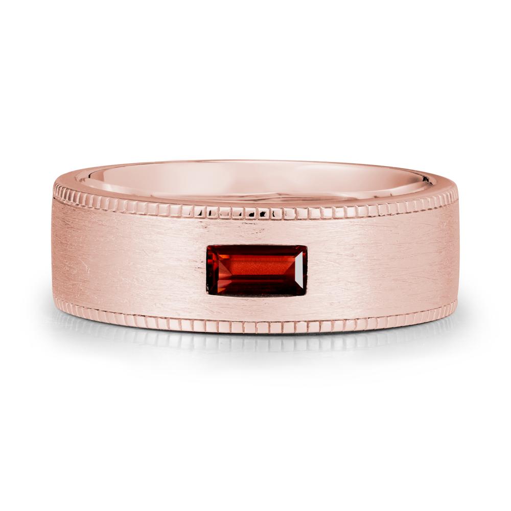 Brushed Finish Baguette Garnet Ring - LUO Jewelry #metal_18k rose gold