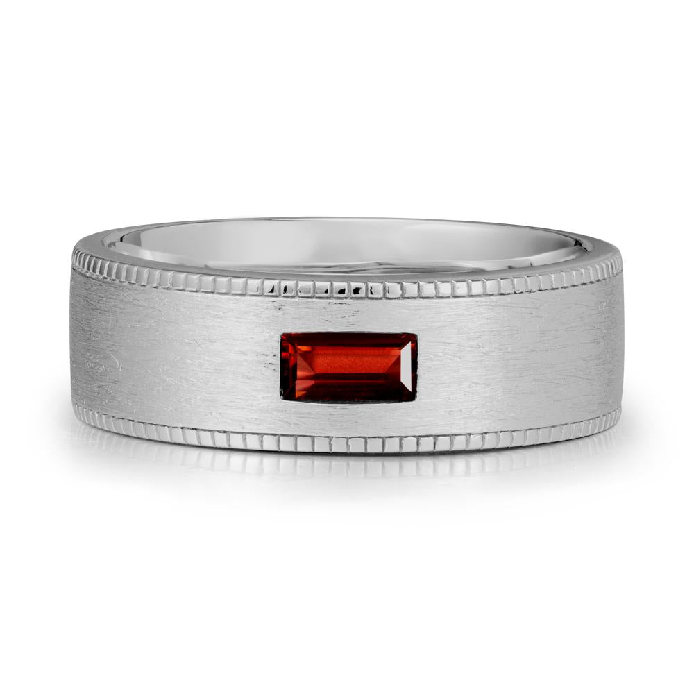Brushed Finish Baguette Garnet Ring - LUO Jewelry #metal_platinum