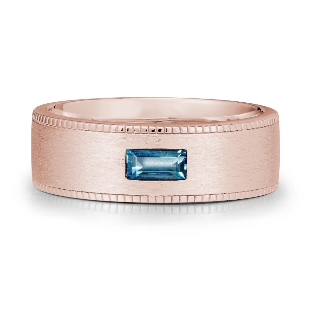 Wide Band Baguette London Blue Topaz Ring - LUO Jewelry #metal_14k rose gold
