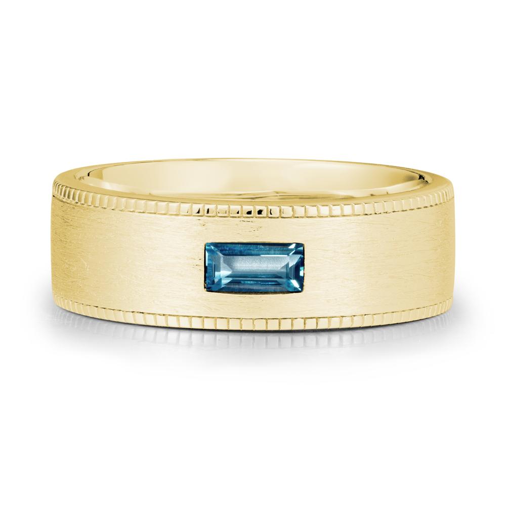 Wide Band Baguette London Blue Topaz Ring - LUO Jewelry #metal_18k yellow gold
