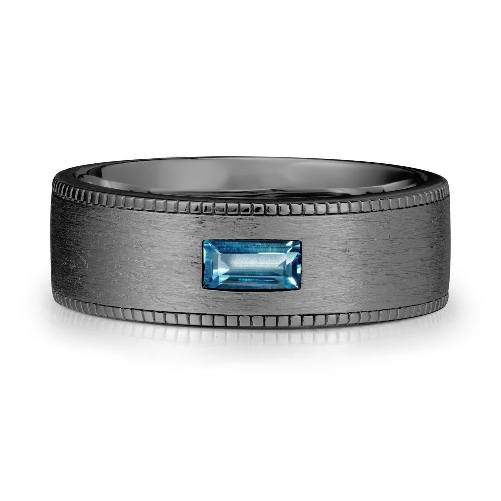 Wide Band Baguette London Blue Topaz Ring - LUO Jewelry #metal_black finish sterling silver