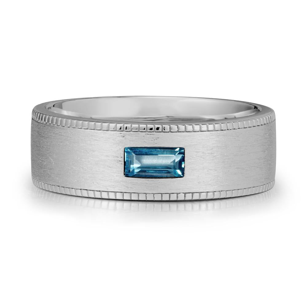 Wide Band Baguette London Blue Topaz Ring - LUO Jewelry #metal_platinum