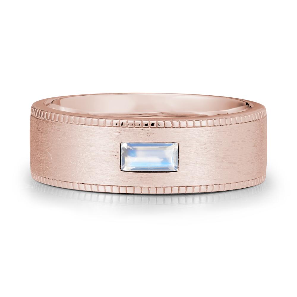 Baguette Moonstone Ring for Men - LUO Jewelry #metal_14k rose gold