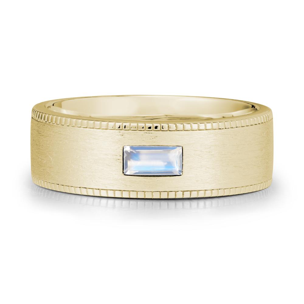 Baguette Moonstone Ring for Men - LUO Jewelry #metal_14k yellow gold