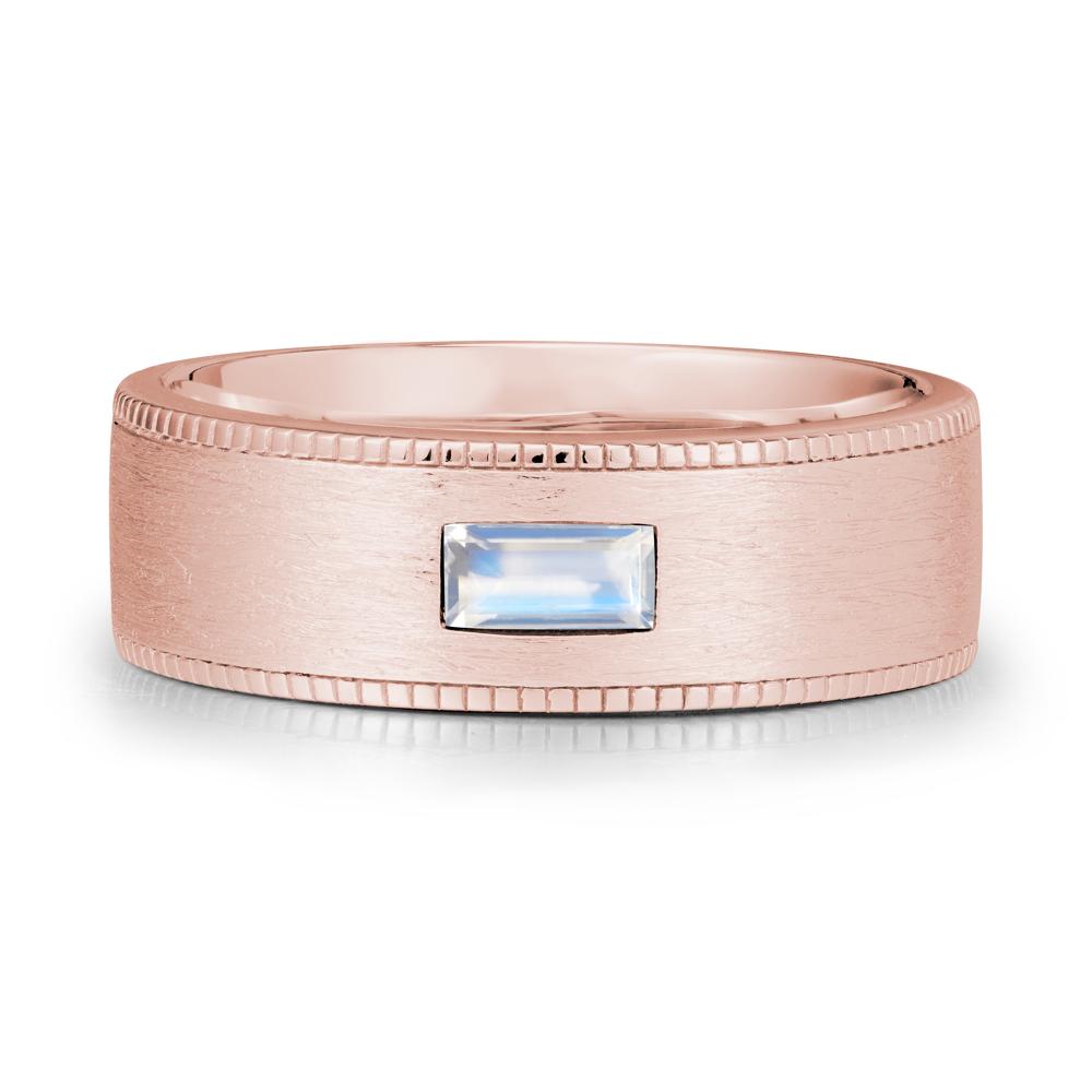 Baguette Moonstone Ring for Men - LUO Jewelry #metal_18k rose gold