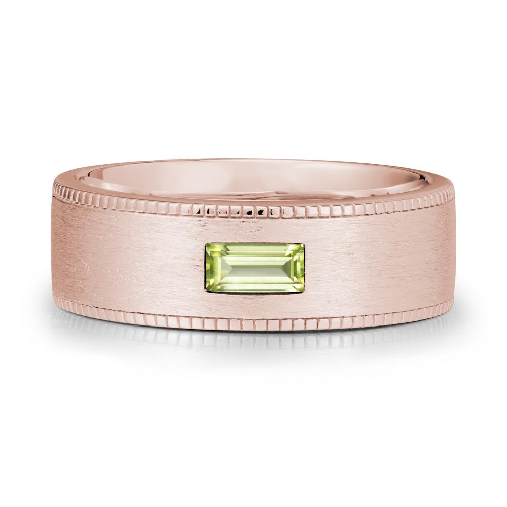 Brushed Finish Baguette Peridot Ring - LUO Jewelry #metal_14k rose gold