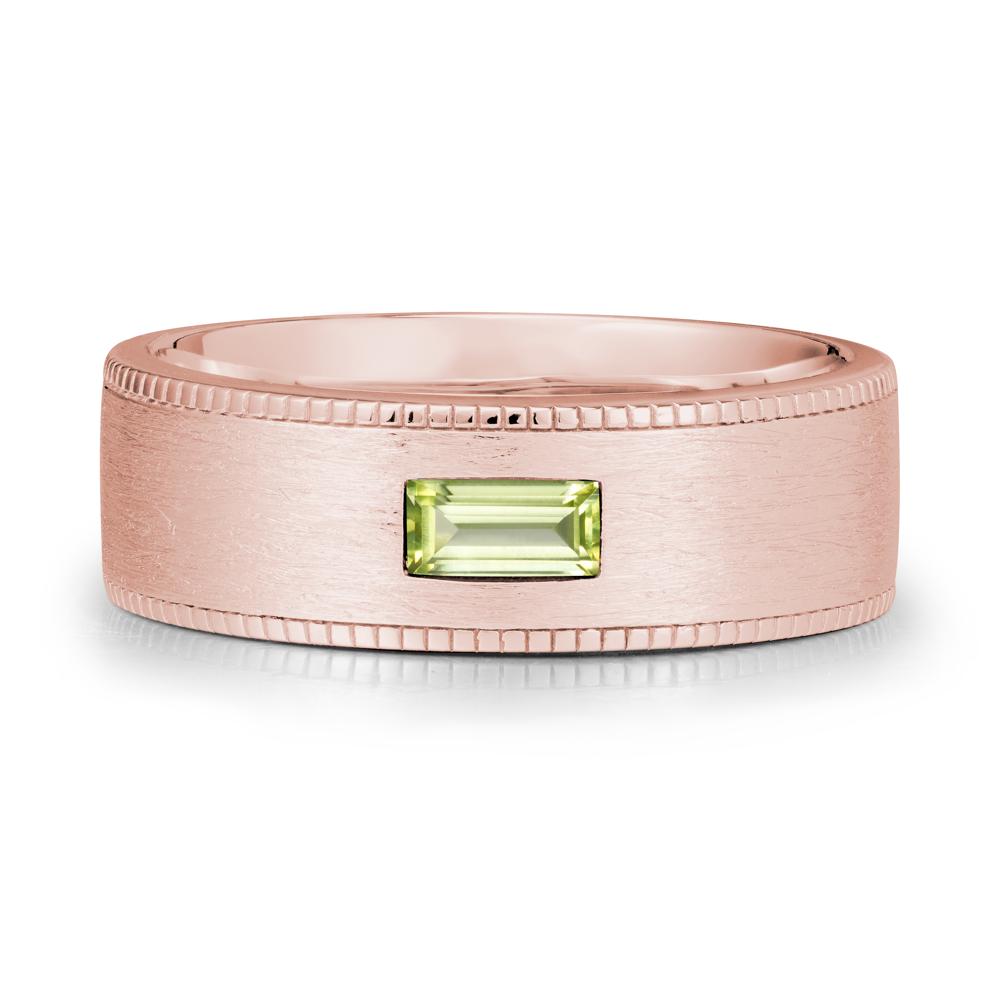 Brushed Finish Baguette Peridot Ring - LUO Jewelry #metal_18k rose gold