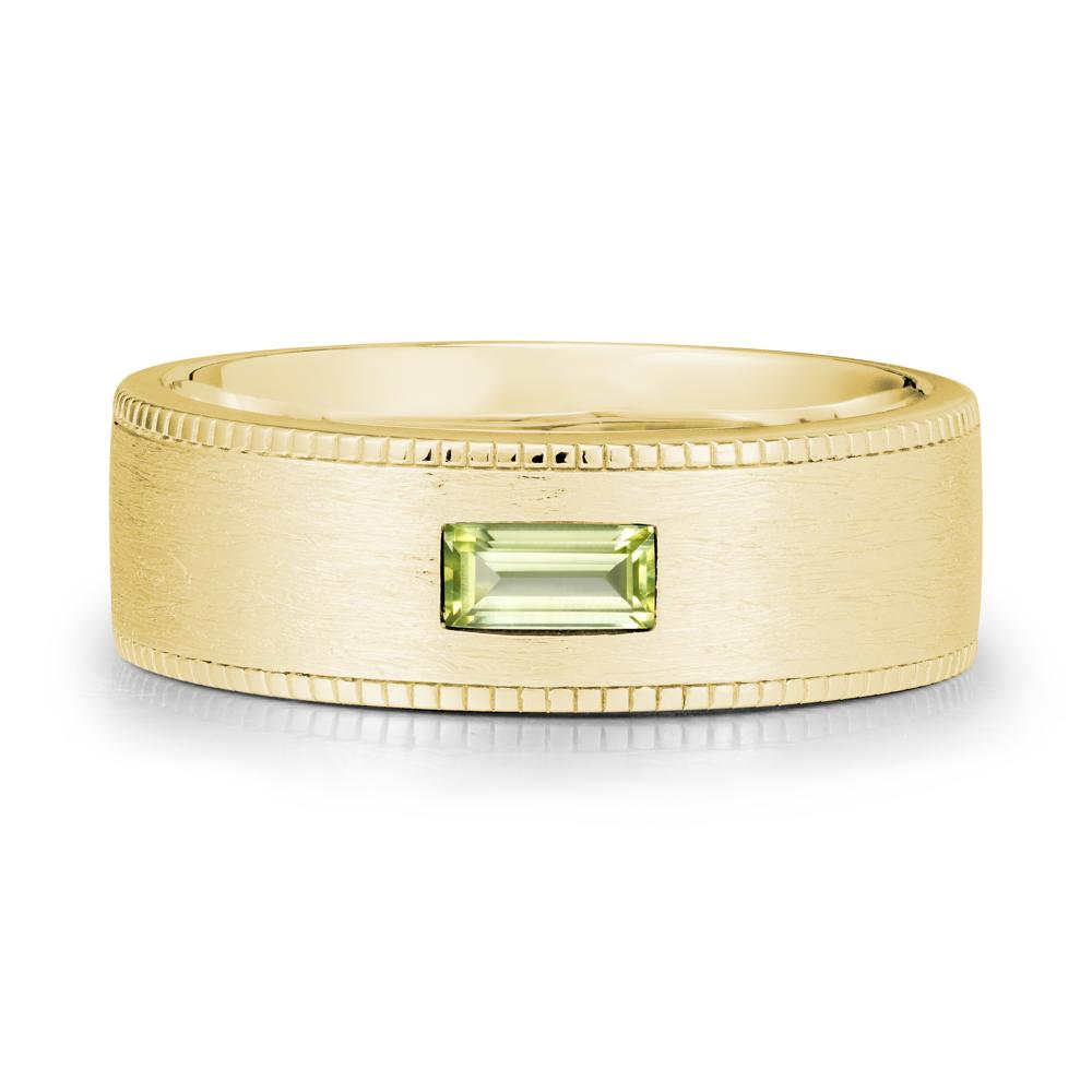 Brushed Finish Baguette Peridot Ring - LUO Jewelry #metal_18k yellow gold