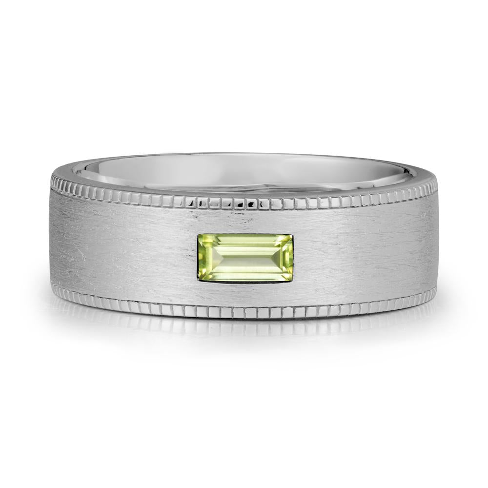Brushed Finish Baguette Peridot Ring - LUO Jewelry #metal_platinum