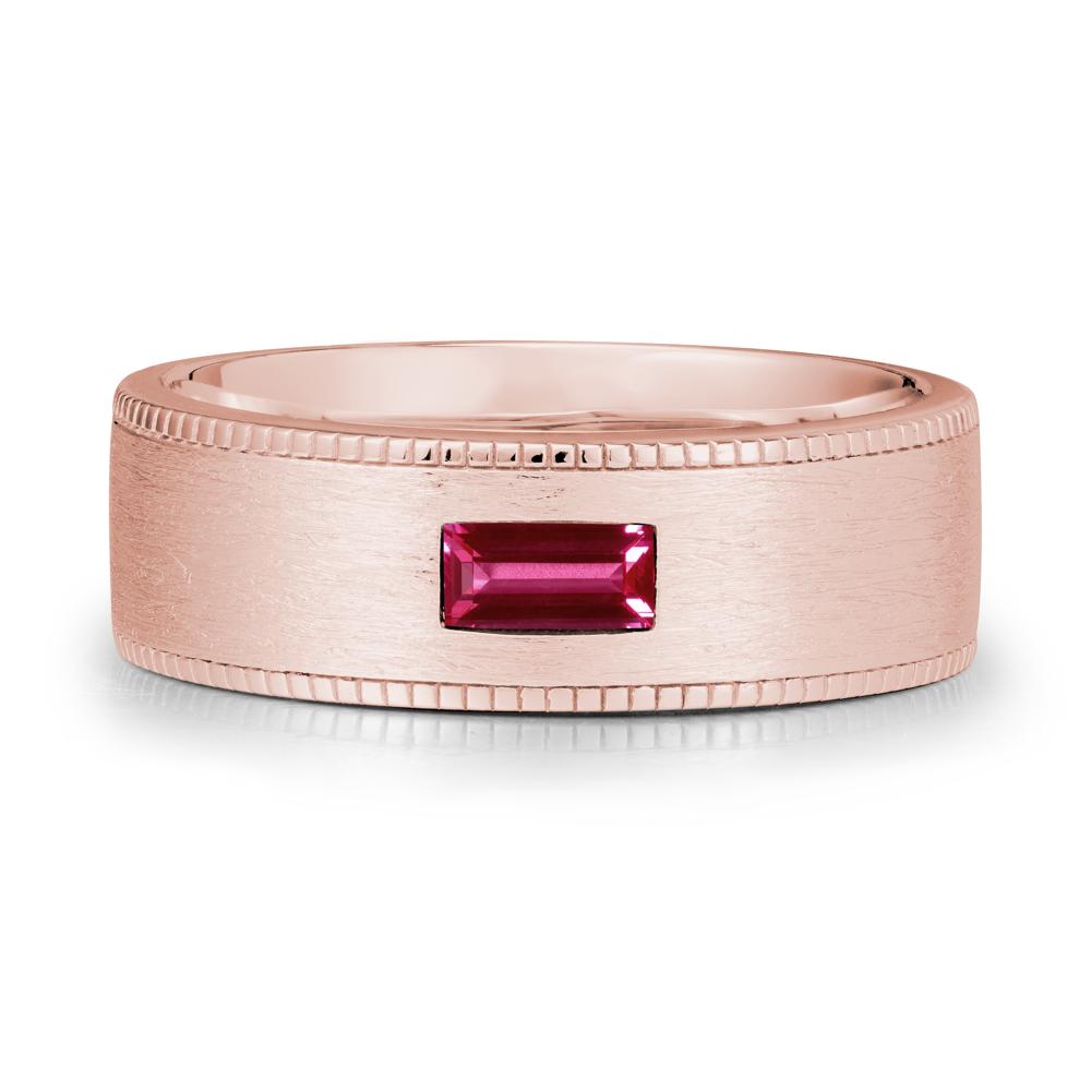 Wide Band Baguette Ruby Ring - LUO Jewelry #metal_18k rose gold
