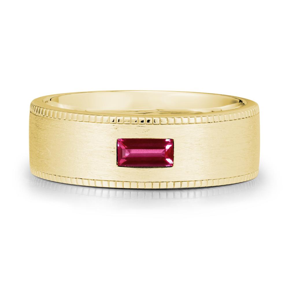 Wide Band Baguette Ruby Ring - LUO Jewelry #metal_18k yellow gold
