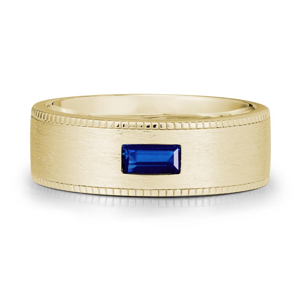 Baguette Sapphire Ring for Men - LUO Jewelry #metal_14k yellow gold