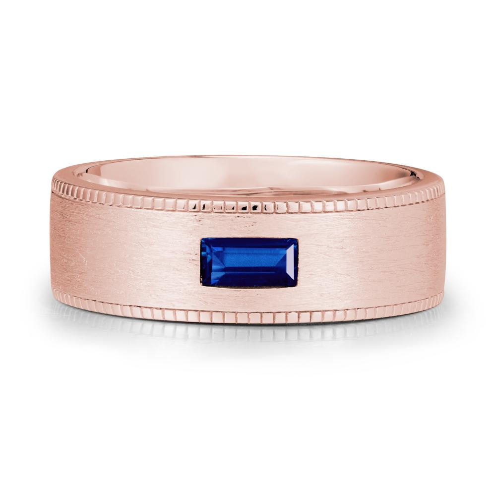 Baguette Sapphire Ring for Men - LUO Jewelry #metal_18k rose gold