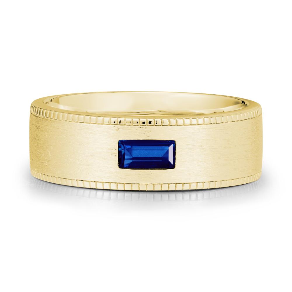 Baguette Sapphire Ring for Men - LUO Jewelry #metal_18k yellow gold