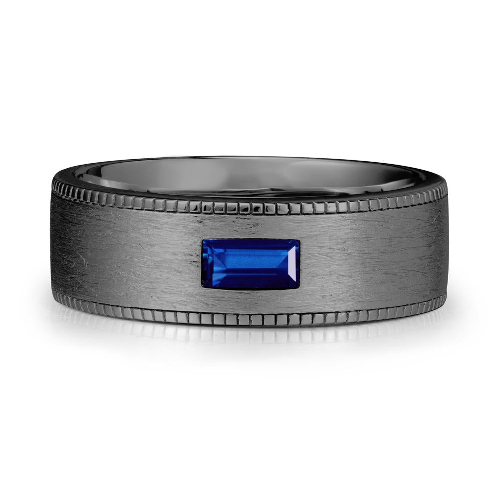 Baguette Sapphire Ring for Men - LUO Jewelry #metal_black finish sterling silver