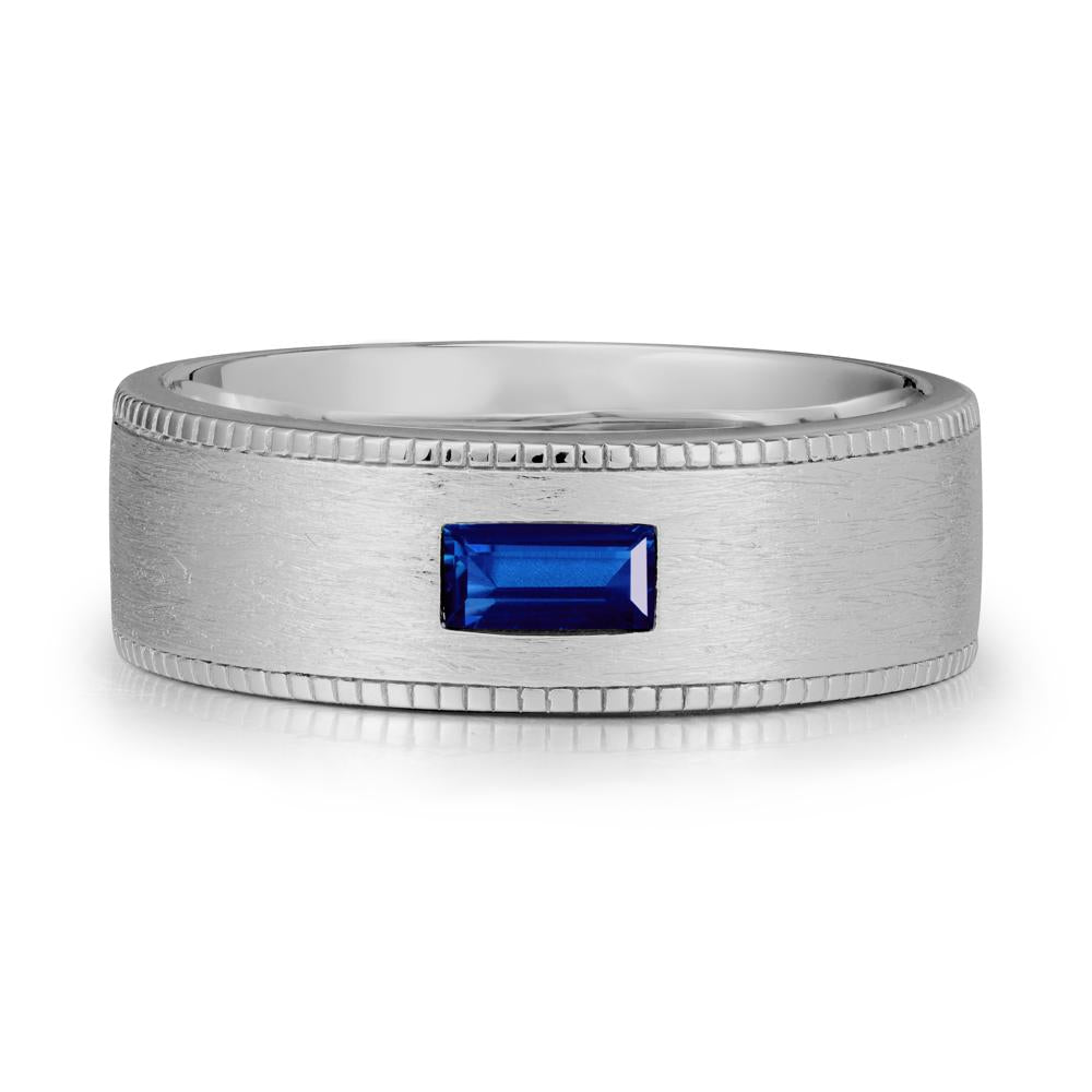 Baguette Sapphire Ring for Men - LUO Jewelry #metal_platinum