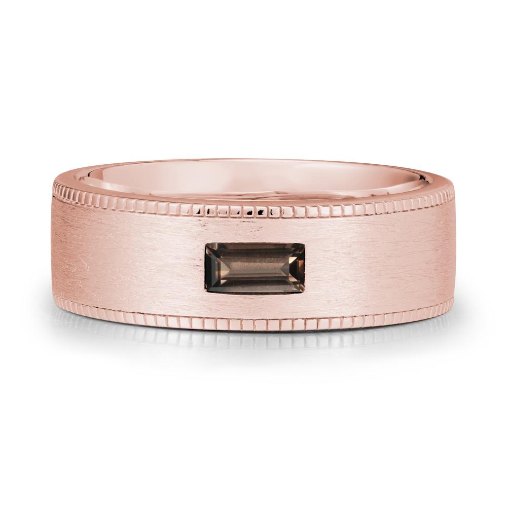 Brushed Finish Baguette Smoky Quartz Ring - LUO Jewelry #metal_18k rose gold