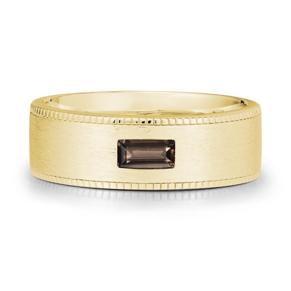 Brushed Finish Baguette Smoky Quartz Ring - LUO Jewelry #metal_18k yellow gold