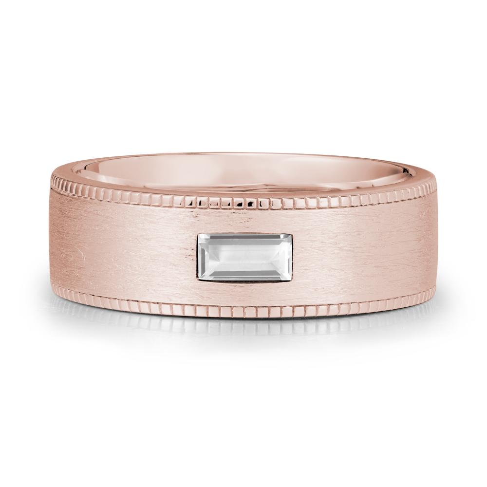 Wide Band Baguette White Topaz Ring - LUO Jewelry #metal_14k rose gold
