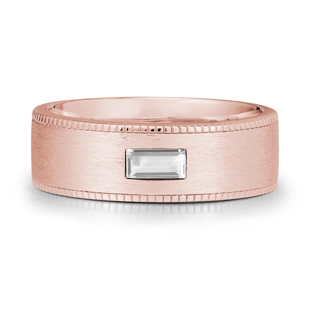 Wide Band Baguette White Topaz Ring - LUO Jewelry #metal_18k rose gold