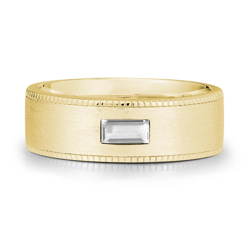 Wide Band Baguette White Topaz Ring - LUO Jewelry #metal_18k yellow gold