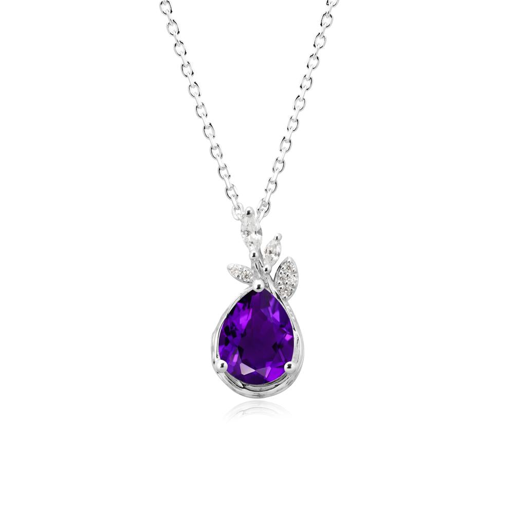 Tree Bark Texture Pear Shaped Amethyst Necklace | LUO