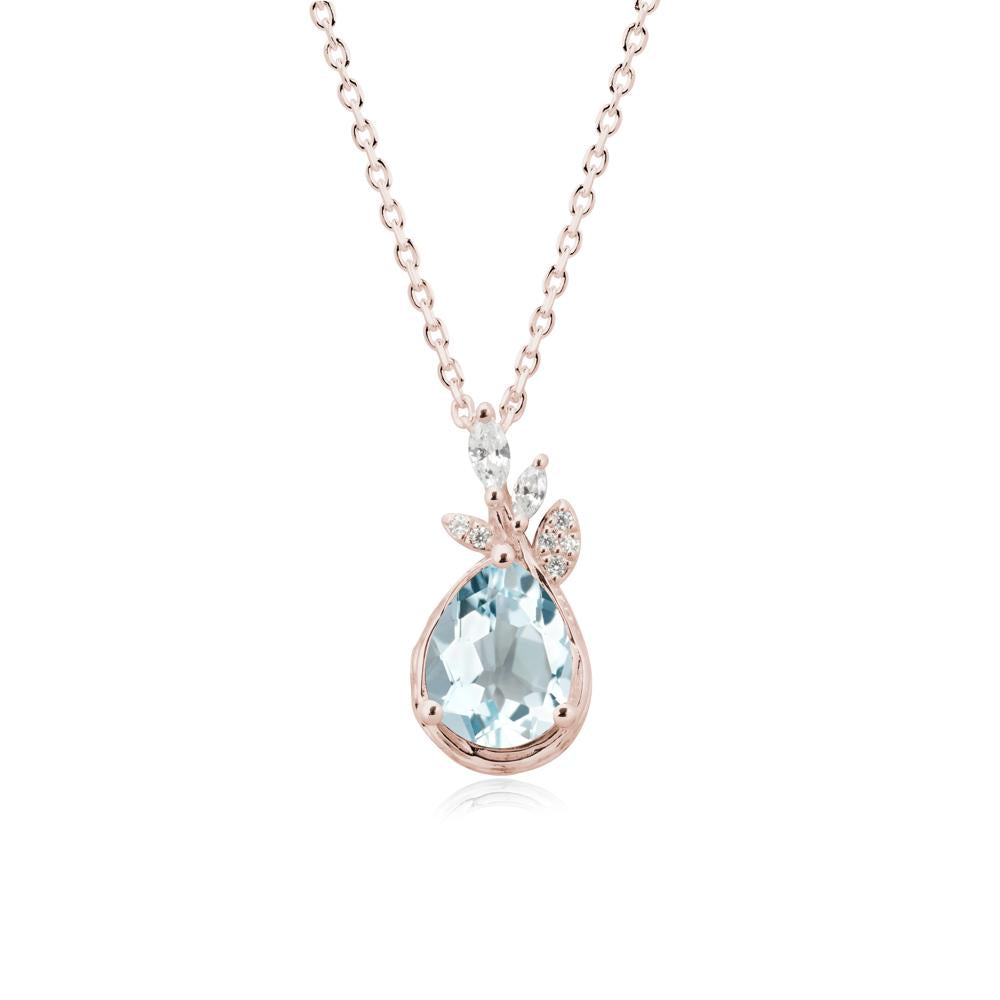 Branches with Leaves Aquamarine Pendant - LUO Jewelry #metal_14k rose gold