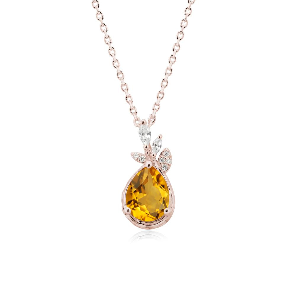 Branches with Leaves Citrine Pendant - LUO Jewelry #metal_14k rose gold