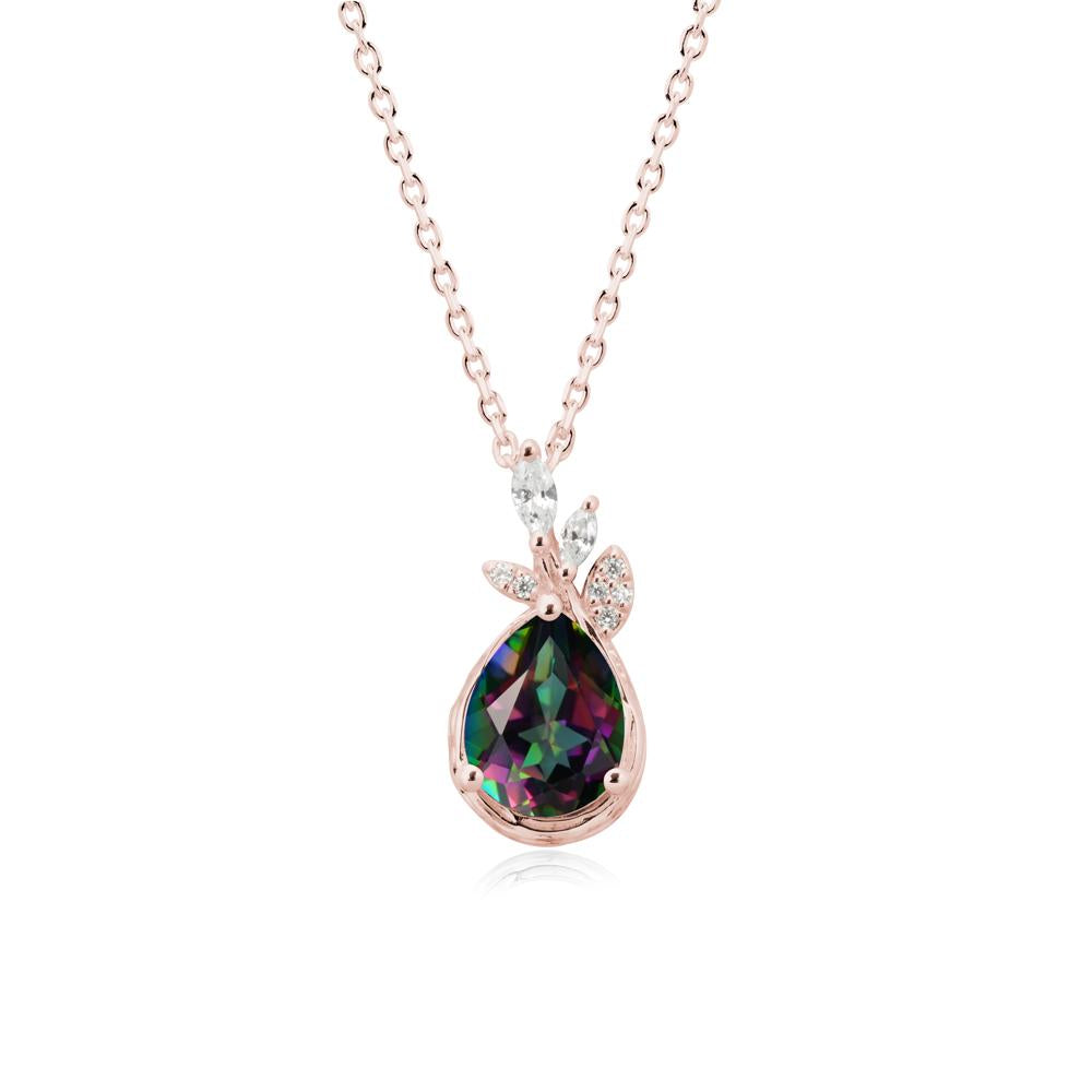 Tree Bark Texture Pear Shaped Mystic Topaz Necklace - LUO Jewelry #metal_18k rose gold