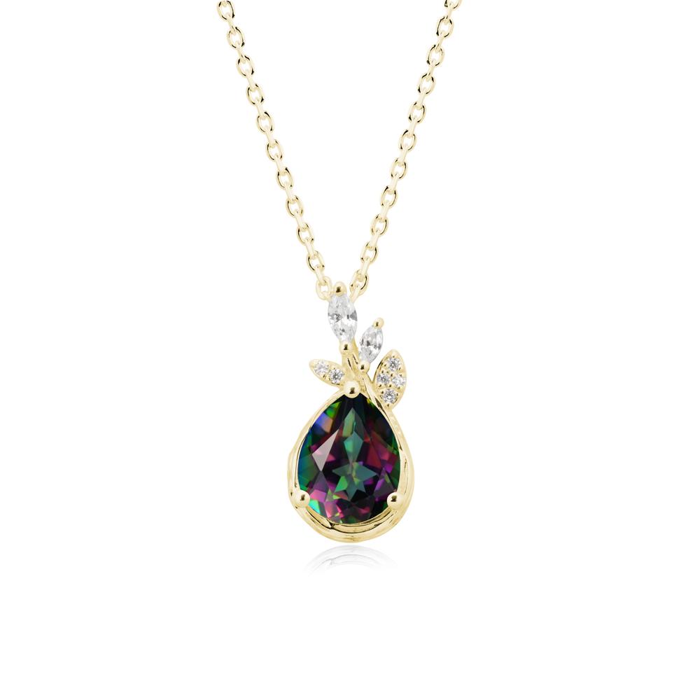 Tree Bark Texture Pear Shaped Mystic Topaz Necklace - LUO Jewelry #metal_18k yellow gold