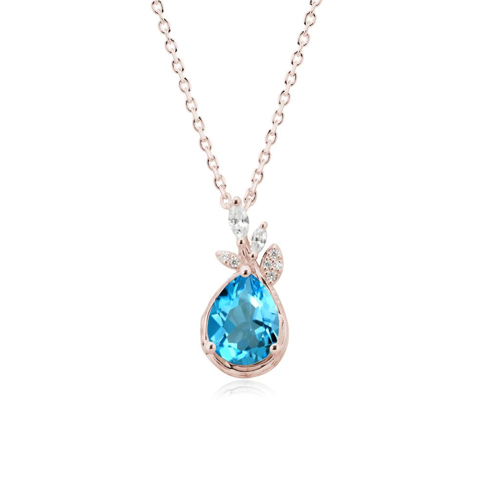 Branches with Leaves Swiss Blue Topaz Pendant - LUO Jewelry #metal_14k rose gold