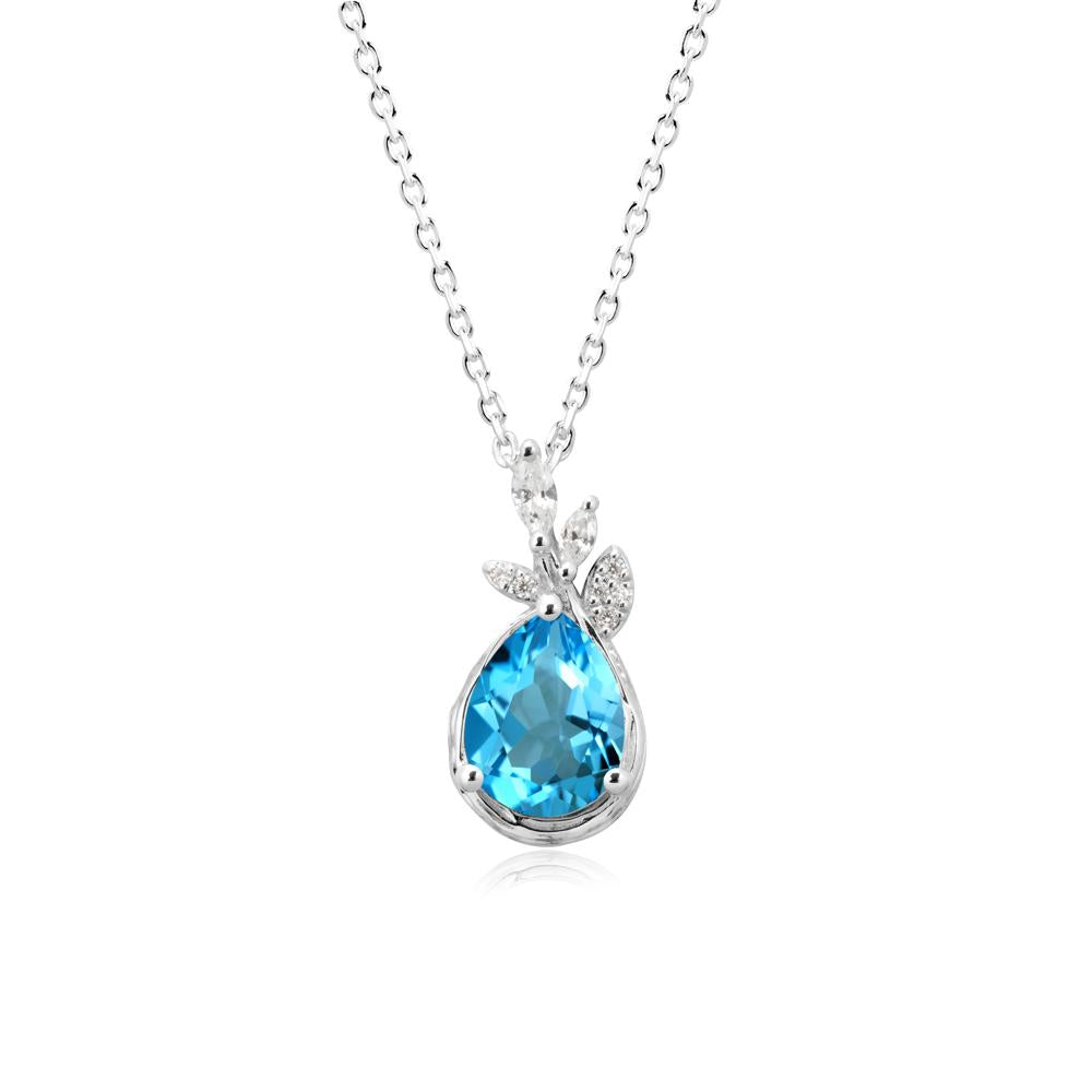 Branches with Leaves Swiss Blue Topaz Pendant - LUO Jewelry #metal_14k white gold