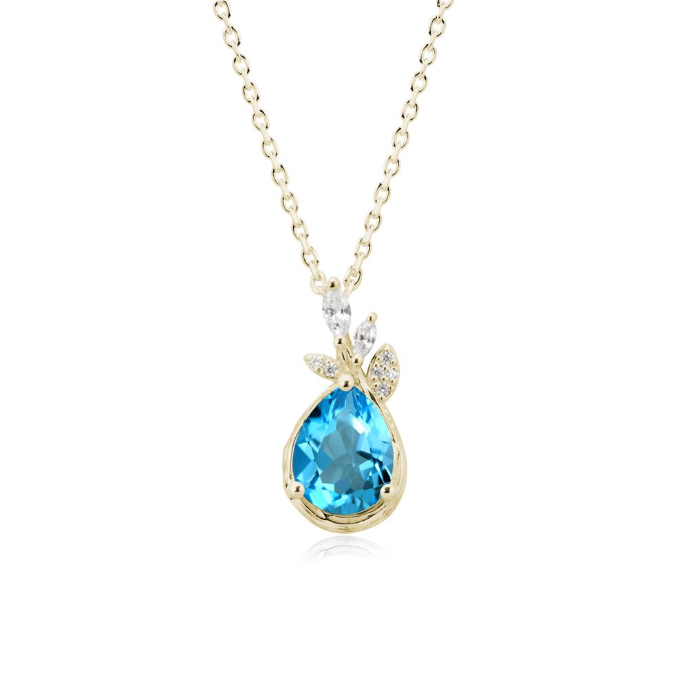 Branches with Leaves Swiss Blue Topaz Pendant - LUO Jewelry #metal_14k yellow gold