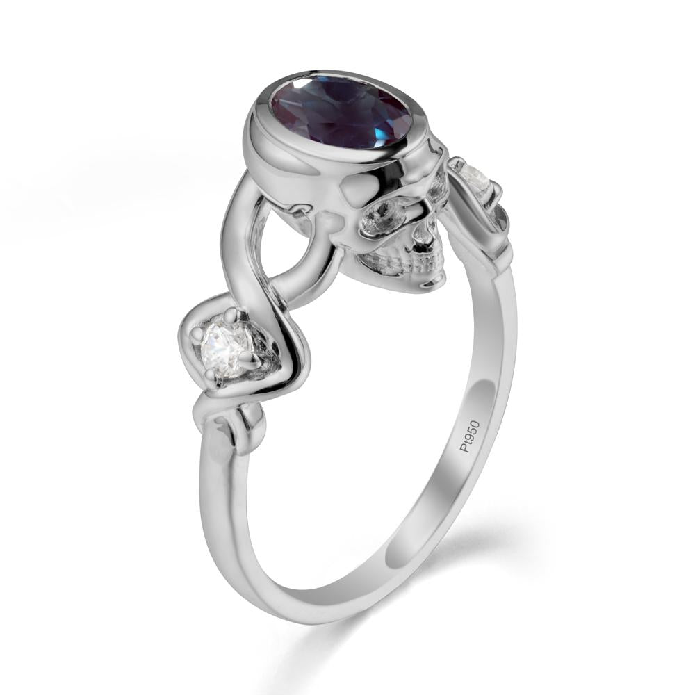 Gothic Skull Alexandrite Ring - LUO Jewelry #metal_platinum