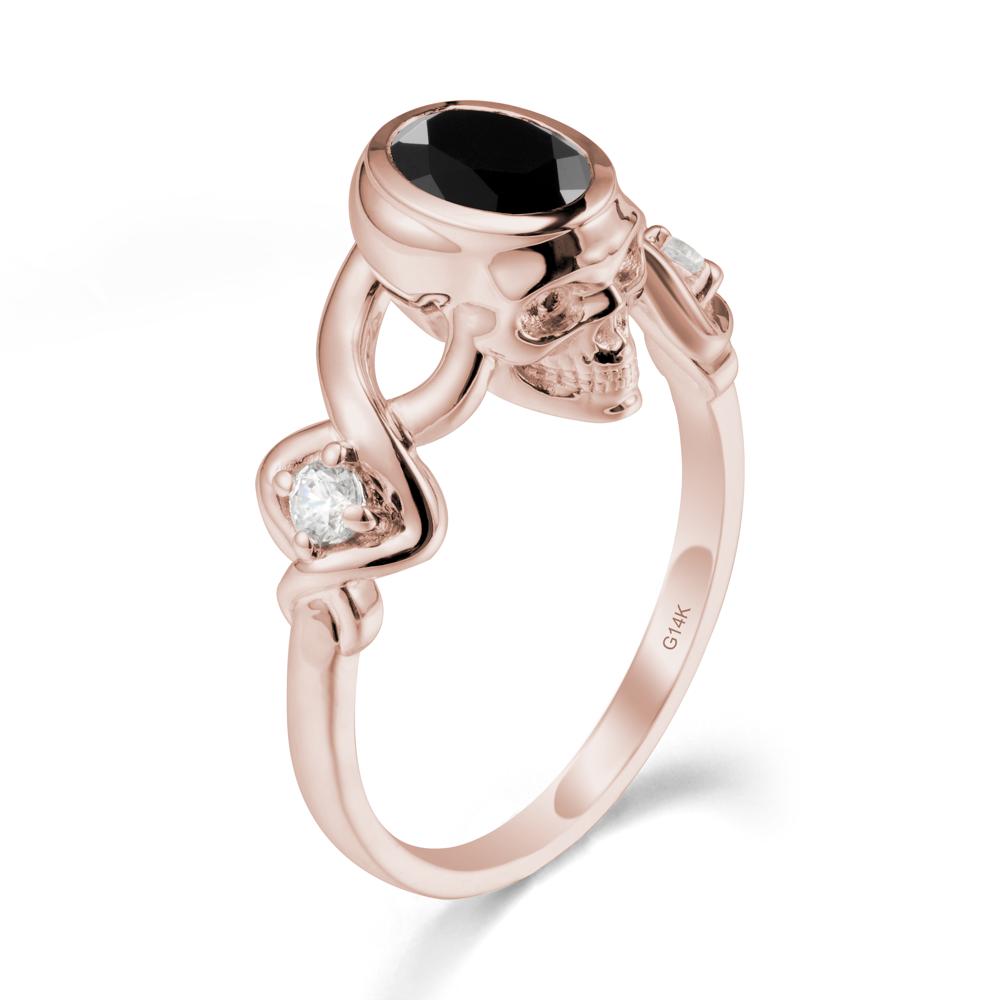 Gothic Skull Black Spinel Ring - LUO Jewelry #metal_14k rose gold