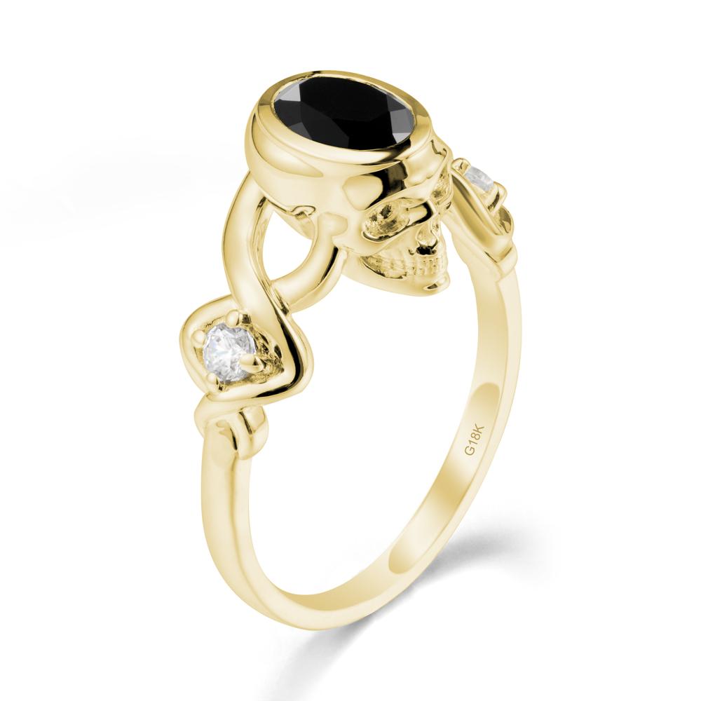 Gothic Skull Black Spinel Ring - LUO Jewelry #metal_18k yellow gold